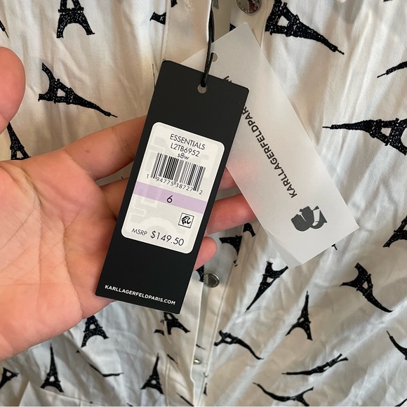 Karl Lagerfeld White Eiffel Tower Shirt Dress - Picture 5 of 5